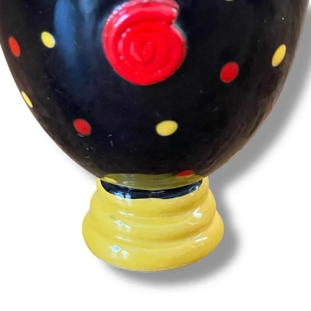 Anita Griffith Art Pottery Bud Vase Whimsical Face with Crown Polka Dot Signed